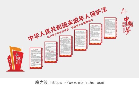 红色大气中华人民共和国未成年人保护法文化墙未成年人保护法宣传栏